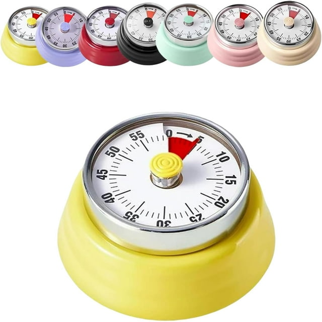 75db Loud Mechanical Timer, Mechanical Timer for Cooking, Durable and Portable Cooking Accessory with Loud Alarm, Easy to Read and Louder Alarm for Home (Yellow)