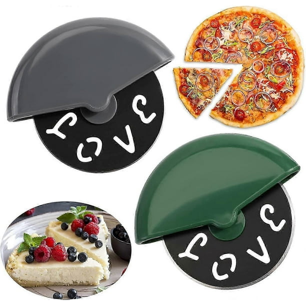 2Pcs Round Pizza Cutter, Cutout Love Design Stainless Steel Wheel Slicer, Multi Function Pizza Cutter