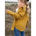 thumbnail image 6 of Asyoly Womens Corduroy Button Down Shirts Jacket Boyfriend Long Sleeve Solid Color Shacket Jacket Oversized Coats Casual Loose Tops with Pocket, 6 of 8