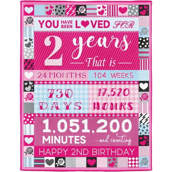 Girl Birthday Gifts, 2 3 4 5 6 7 8 9 10 11 12 13 14 15 16 17 18 19 20 21 22 23 24 25 years old Pink Love Rose Elements Happy Birthday Blanket, Sweet Gifts for Girls Daughters Sisters Friends