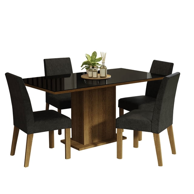 Juego de Comedor Madesa Oxford MN 03 Mesa de Vidrio 4 Sillas