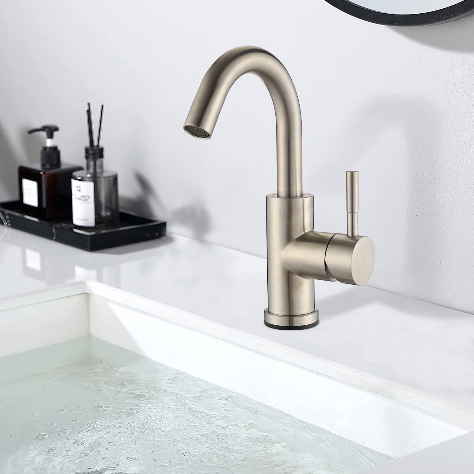 Details about   9" Bathroom Vessel Sink Faucet Vanity Basin Mixer Tap Single Handle Brushed