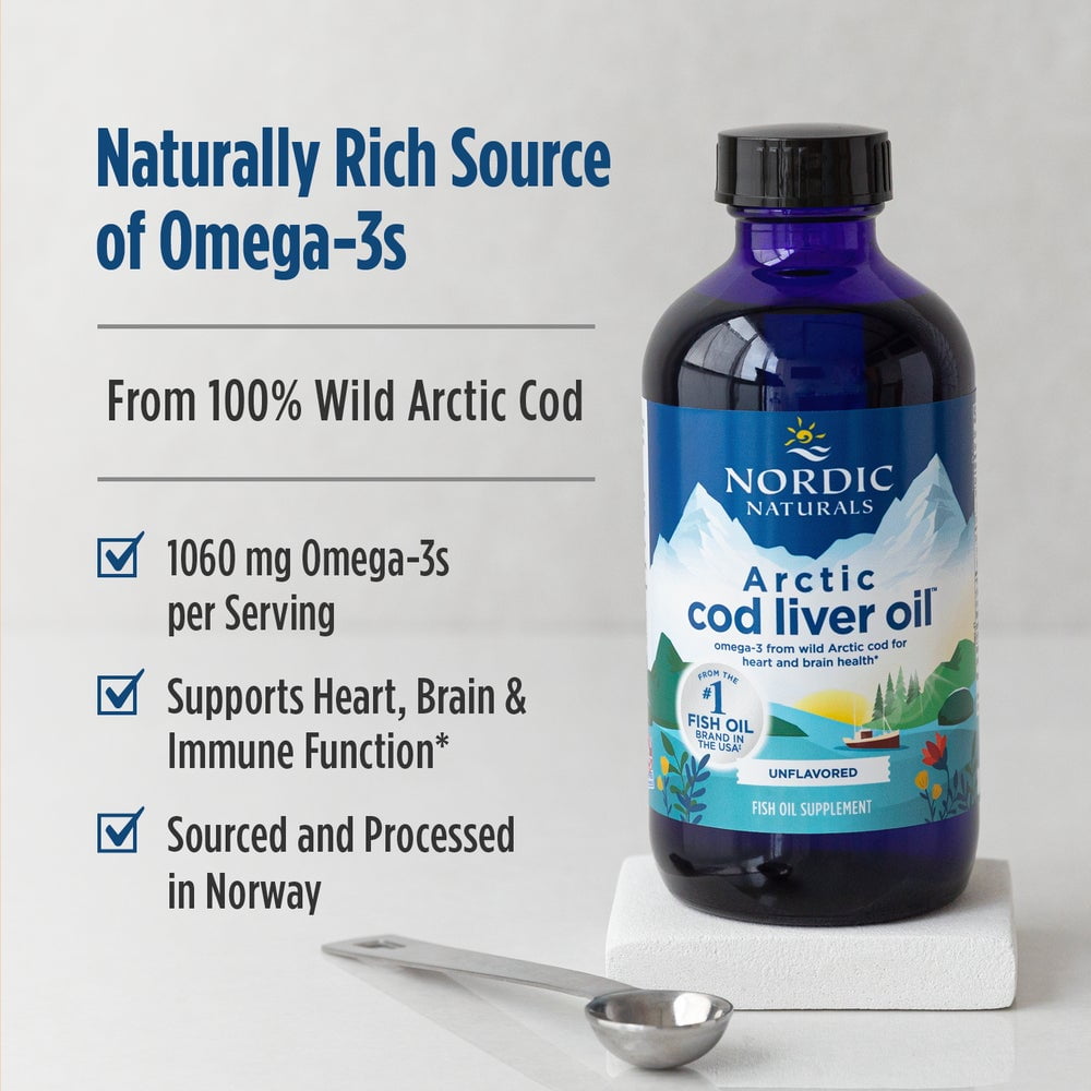Nordic Naturals Arctic Cod Liver Oil Liquid, 1060 Mg, Unflavored, 8 Oz