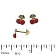 thumbnail image 2 of 18K Solid Yellow Gold Enamel Cherry Covered Screwback Earrings, 2 of 3