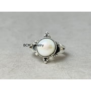 Solid 925 Sterling Silver Ring For Men & Women, Genuine Pearl Ring Gemstone Unique Handcrafted Ring For Her Or Him