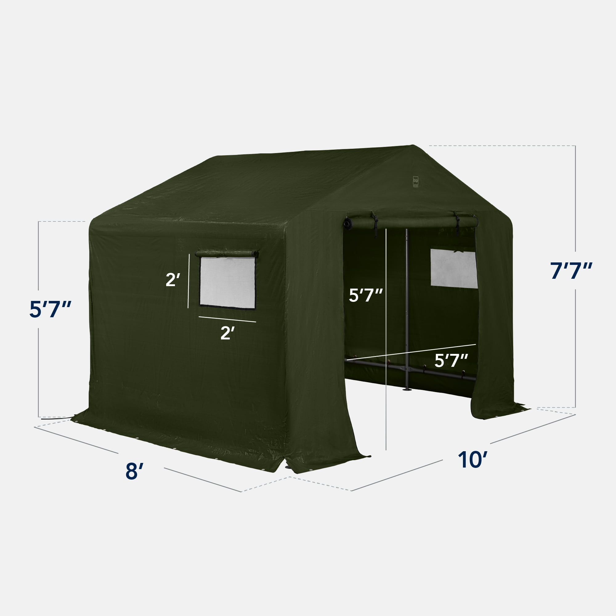 Best Choice Products 10x8ft Outdoor Fabric Storage Shed, Steel Frame, Dual Roll-Up Zipper Doors, Window - Forest Green