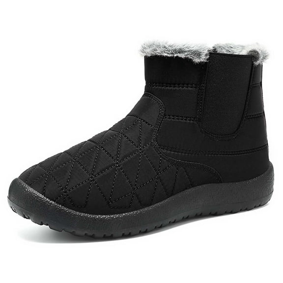 Gyexs Women's Snow Boots with Heels, Winter Shoes for Women Dressy, Breathable, Slip-On, Chukka, Almond Toe, Men's Fashion, Black, Size 8