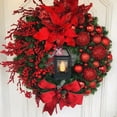 thumbnail image 1 of Adornos navideños Lámparas de aceite navideñas Flores rojas navideñas Coronas navideñas para colgar en la puerta, 1 of 5
