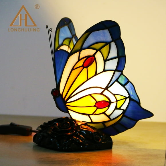 Butterfly Flower Tiffany Stained Glass Hand Lamps Bedside Table Lamps Desk Lamps Night Lights Gift Lights Ambient Lights Bar Decor Lights