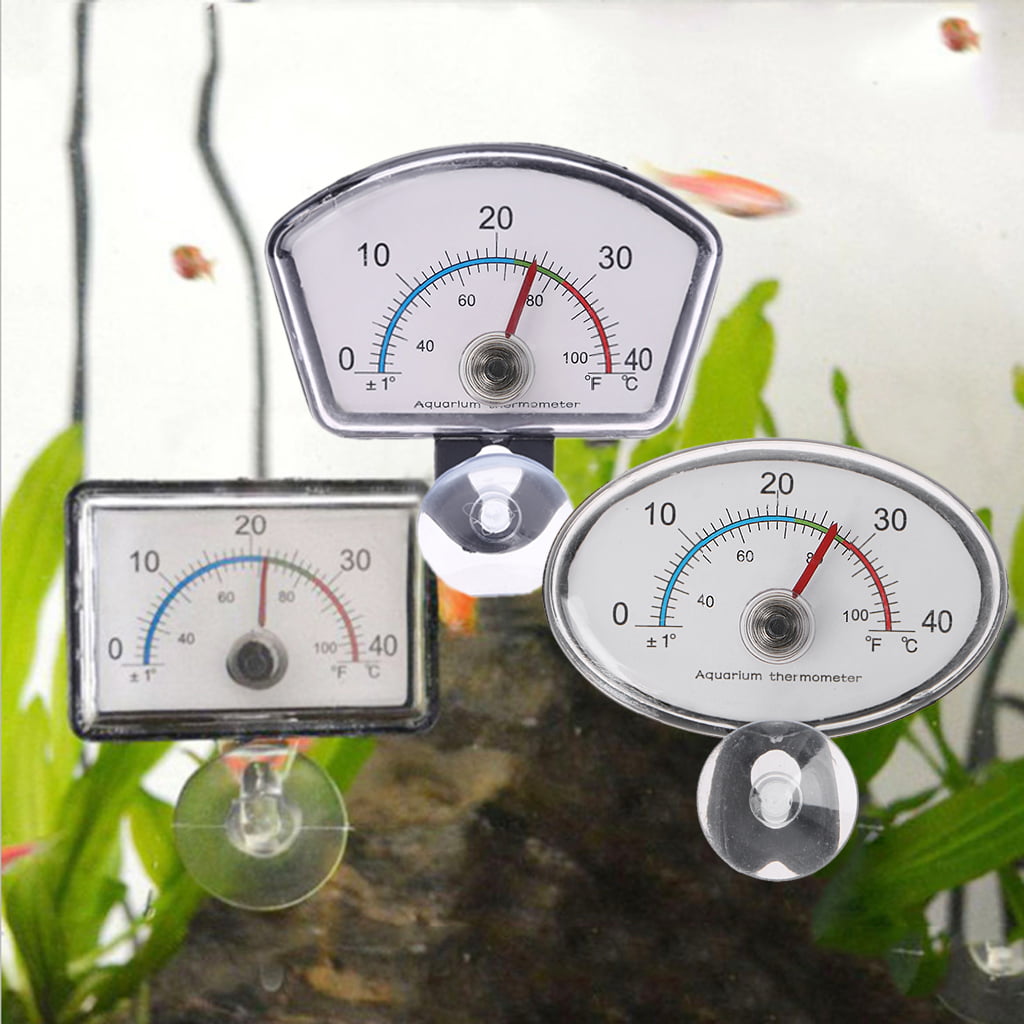 Aquarium thermometer pointer fish tank temperature dial submersible suction BR 