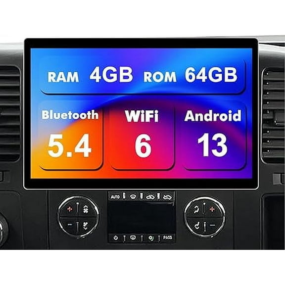 4 64G Android 13 Double Din Car Stereo for Chevrolet/GMC/Buick with 13.1 Inch Touchscreen Radio Built-in Wireless Carplay/Android Auto/GPS/Bluetooth/FM/AUX-in/Steering Wheel Controls/Backup Camera