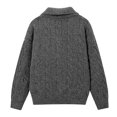 thumbnail image 5 of DHFJKG Mens Knitted Jacquard Sweaters 2 In 1 Top Turndown Collar Long Sleeve Loose Fit Textured-Knit Pullover Fall Winter Retro Casual Jumper Tops, 5 of 5