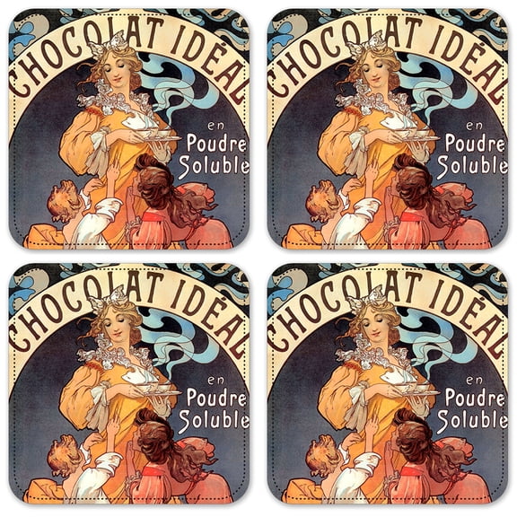 Vinyl Drink Coasters - Set of 4 - Chocolat Ideal