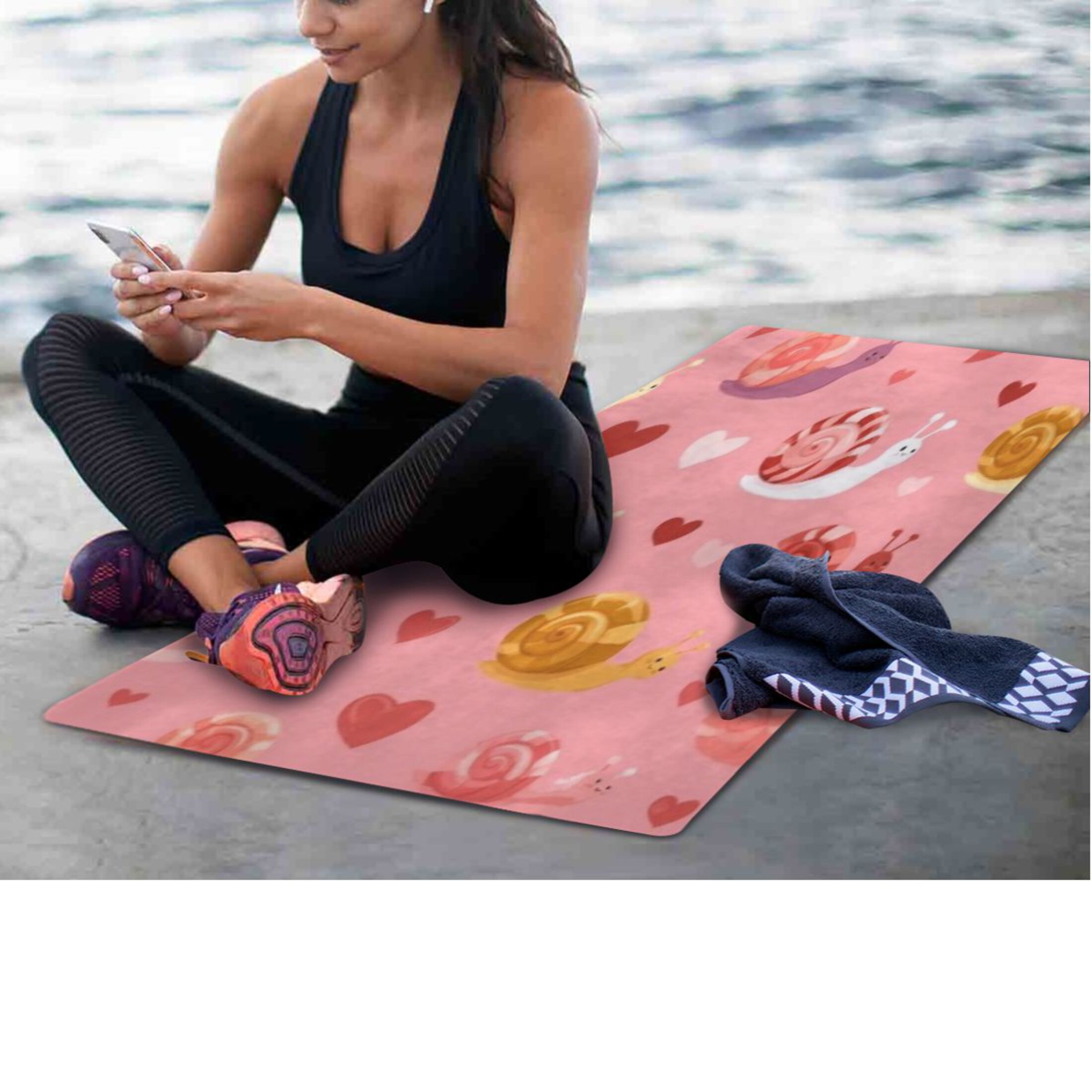BZSMCE Yoga Mat Women Fitness Mat Pink Snail Heart Pattern
