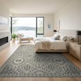 thumbnail image 3 of ODIKA 9'x12' Ivory Black Ornate Medallion Diamond Washable Area Rug Traditional Floral Motif Geometric Border Design for Dining Room, Basement, Large Office, Non-Slip Chair-Friendly, 3 of 7