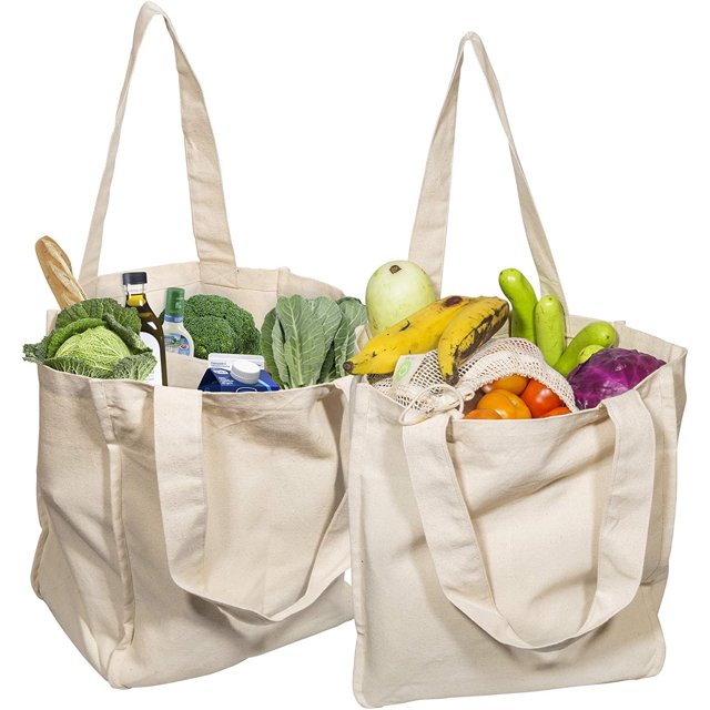 Las mejores bolsas de lona para la compra de comestibles con fundas para botellas - Bolsas de tela para la compra resistentes y de primera calidad - Bolsas reutilizables para la compra de comestibles