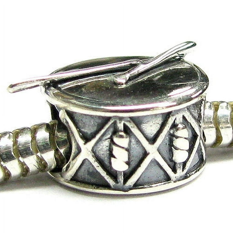 Queenberry Sterling Silver Stick Drum European Bead Charm Fits Pandora