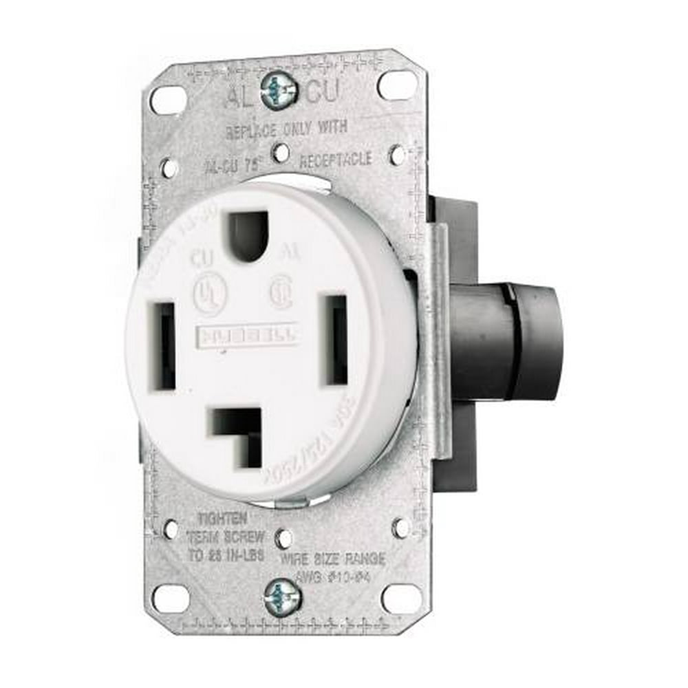 RANGE AND DRYER RECEPTACLE 30 AMP 3 POLE 4 WIRE WHITE per 4 Each