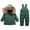 Green, variant on Zwiiyzr 2024 1-5T Boys and Girls Two Piece Snowsuit Winter Warm Baby Thickened Hooded Down Puffer Jacket Ski Bib Pants Suit Red