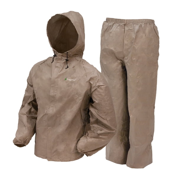 Frogg Toggs Ultra-Lite2 Rain Suit for Men, Lightweight Waterproof Pants and Jacket, Khaki, Large
