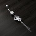 thumbnail image 2 of Navel Ring Rhinestone Square Stainless Steel Body Piercing Jewelry Belly Ring, 2 of 10