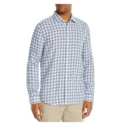 The Mens store Mens Blue Framed Gingham Long Sleeve Classic Fit Button Down Casual Shirt XL
