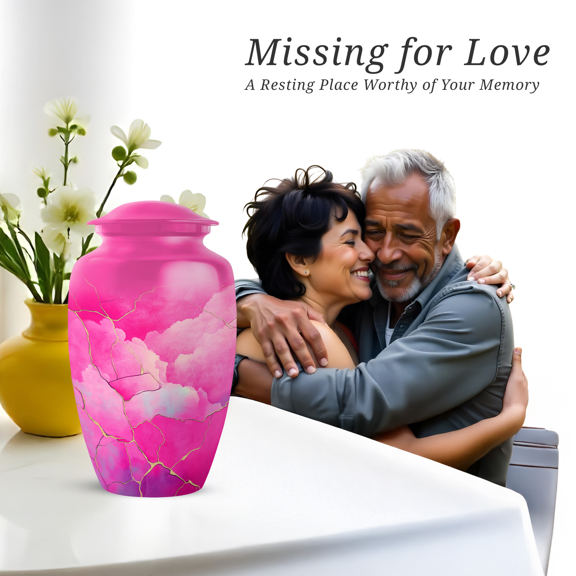 Pink Keepsake Cremation Urn For Human Ashes Adult Men, 1 Large Decorative Urns For Human Ashes Adult Female, Small Urns For Man And Woman Set Of 4, Blue Urn For Female 10&3 Inch