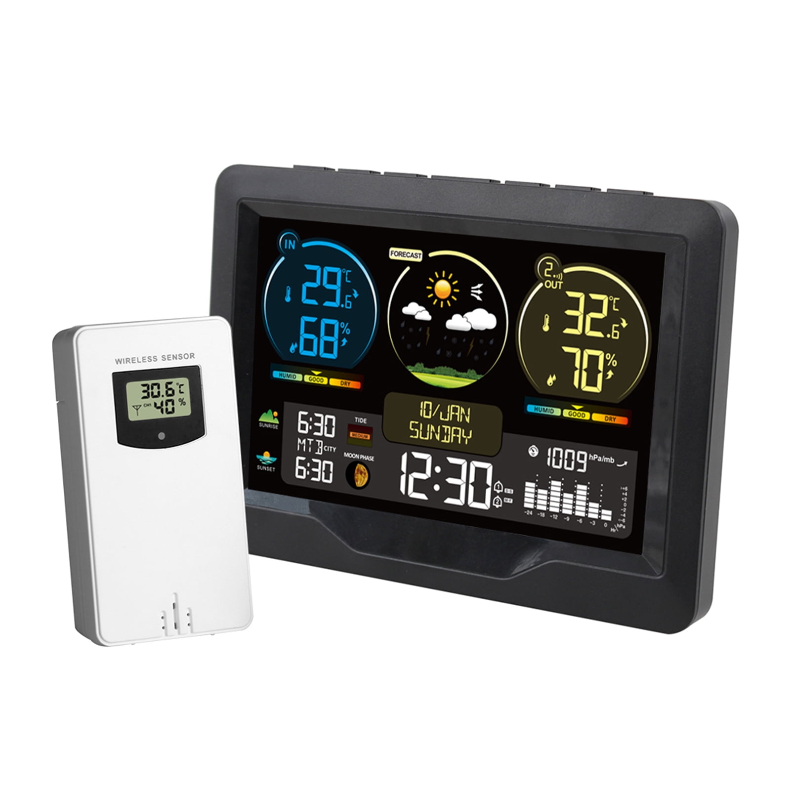 Meteorological clock,Indoor And Weather Station Screen Weather Clock Meter Color Screen Color Screen Weather Clock Temperature With Temperature Meter With Clock Indoor Sens