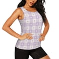 thumbnail image 2 of Lsque Floral Purple Buffalo Plaid Printed Workout Tank Tops for Women, Athletic Sports Tank Tops, Compression Sleeveless Dry Fit Shirts,Sleeveless Yoga Shirt-Large, 2 of 9
