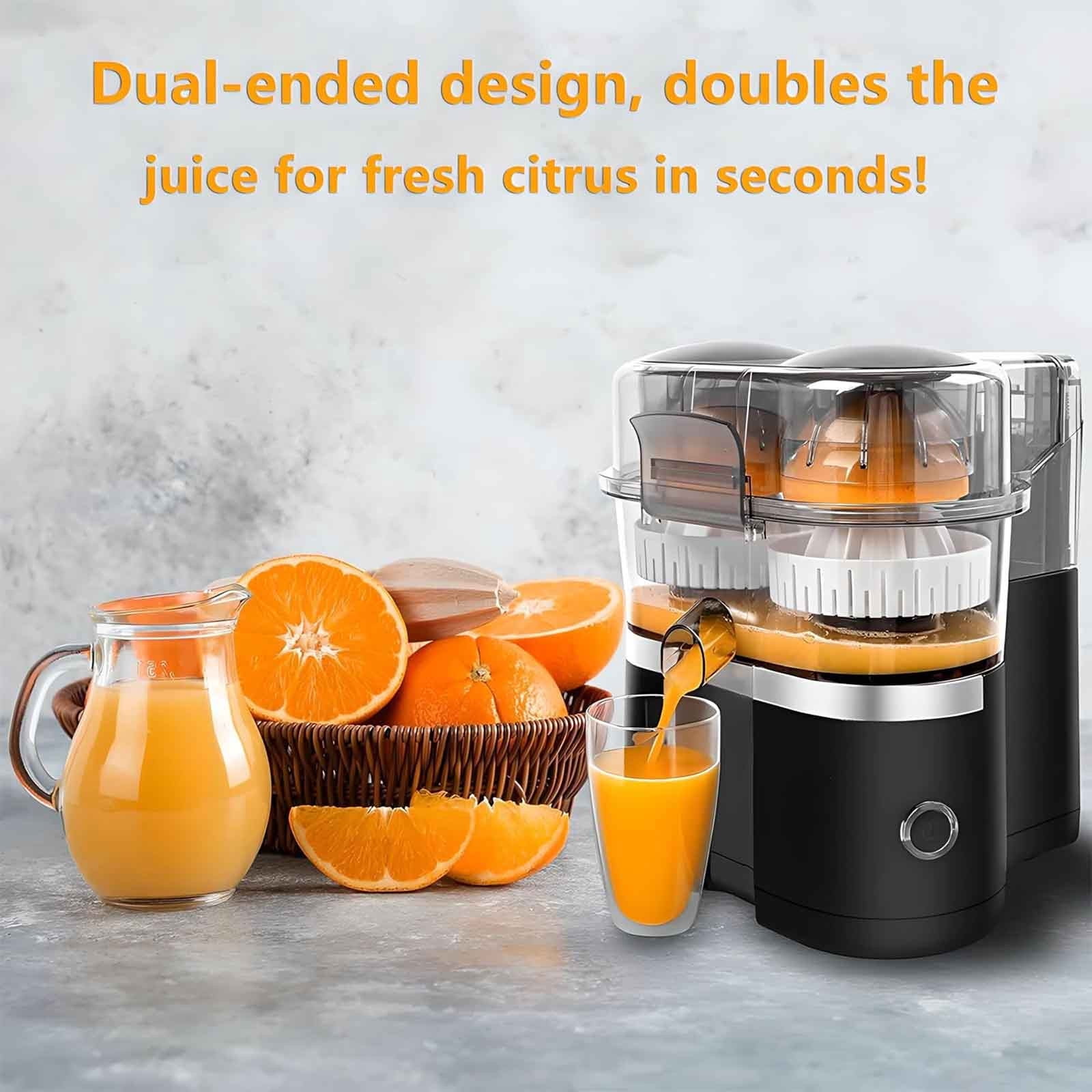 110V Dual Head Electric Juicer, High Speed Juice Separation Machine with Compact Design for Household Kitchen and Cafe Beverage Making, Black