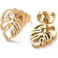thumbnail image 2 of 2 Pairs 304 Stainless Steel Hollow Oak Leaf Stud Earrings Golden Earrings Valentine Jewelry for Women, 2 of 2