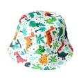 thumbnail image 1 of Kids  Cartoon Sun Protection Hat Wide Brim Dinosaur Print Baby Bucket Hats Cap, 1 of 5