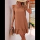 thumbnail image 5 of Vestidos de Verano para Mujer, Cuello Redondo, Corta, Dobladillo con Volantes, Informal, Minivestido, Color Caramelo, XXL, 5 of 7