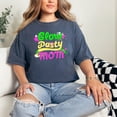 thumbnail image 2 of Fun Neon Glow Party Mom, Denim Comfort Colors T-Shirt, Small, 2 of 3
