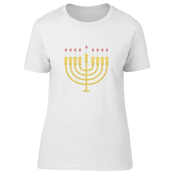 Golden Menorah Hanukkah Candles T-Shirt Women -Image by Shutterstock, Female Small