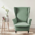 thumbnail image 6 of CJC Wingback Chair Slipcover, 2-Piece Stretch Wing Back Chair Cover with Cushion Cover, Armchair Covers Furniture Protector for Living Room Bedroom (Green), 6 of 9