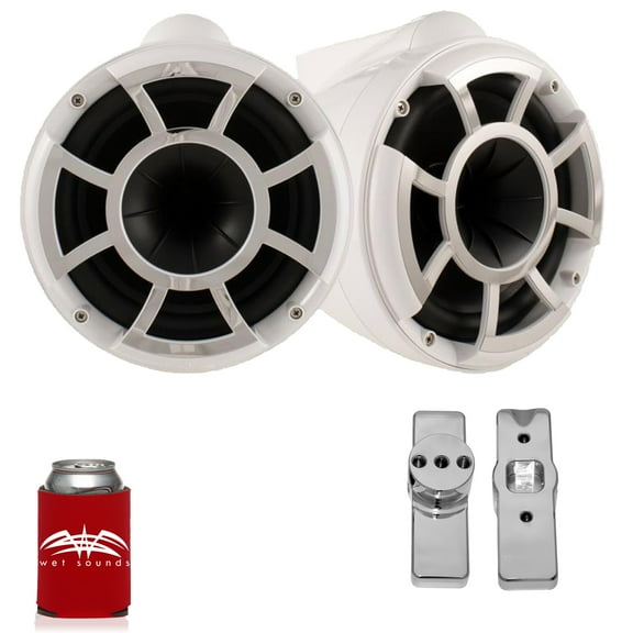 Wet Sounds for Nautique FC5 Towers - REV10 10" White Tower Speakers & Mastercraft Tower Adapters