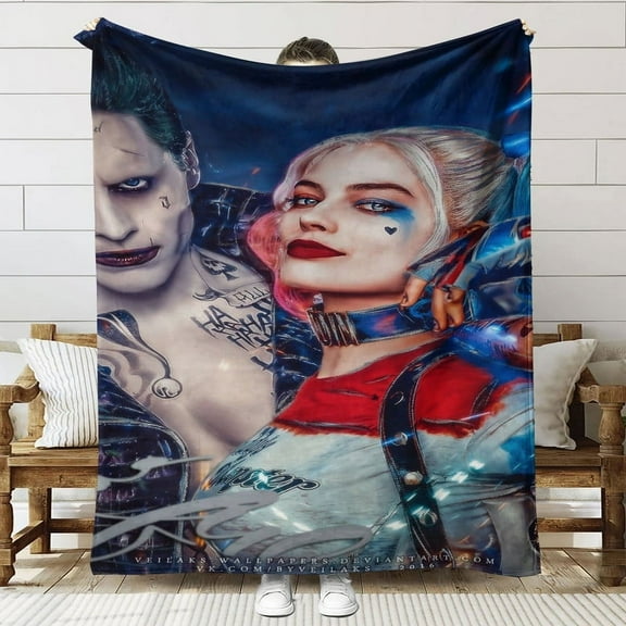 Joker Harley Quinn Throw Blanket Gifts for Fans Lover Girls Boys Women Present Hoodie Him Bed 60"x80"