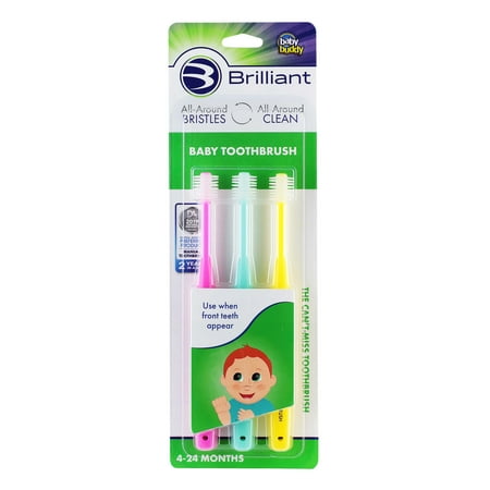 UPC: 0047414935702 | Baby Buddy Brilliant! Baby Soft Toothbrush for Babies and Infants 4-24 months – Pink-Mint-Yellow