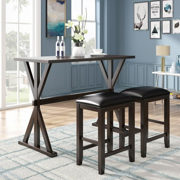 Kitchen Table Set With Stools For 2 Novel X Shape Frame Bistro Table Set 2 4 Cushions Dine Set Dining Furniture Wood Rectangular Pub Table Set For Small Place Apartment Dining Room Ja3514