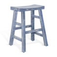 thumbnail image 1 of Rena Counter Stool Set of 2, Saddle Seat, Ocean Blue Mahogany Wood, 1 of 7