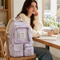 thumbnail image 4 of Teen Girls Backpack For School Pastel Striped Aesthetic 90s Style Lightweight Casual Bookbag Daily Shoulder Purse, 4 of 6