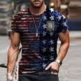 thumbnail image 2 of Fridja Men's USA Flag Tee Shirt, Man Casual O-Neck Independence Day Short Sleeve Loose T-Shirt Blouse, 2 of 4