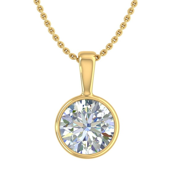 1.05 Carat Diamond Solitaire Pendant Necklace in 14K Yellow Gold - IGI Certified (Included Silver Chain)\