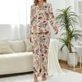 thumbnail image 2 of Top-kevin Pajama Sets for Womens Koalas Kangaroos Hedgehogs Hat Loose Button Down Long Sleeve Shirts And Pants Set, 2 of 12