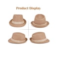 thumbnail image 3 of Deago Straw Fedora Hat for Men Women Short Brim Trilby Hat Classic Panama Summer Beach Sun Hat (Khaki), 3 of 9