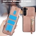 thumbnail image 5 of Compatible with Magsafe 2 in 1 Detachable for Samsung Galaxy A13 4G Wallet Case with Card Holder Women Men,Magnetic PU Leather RFID Blocking Back Flip Stand Zipper Slot Shockproof Cover, Rosegold, 5 of 6