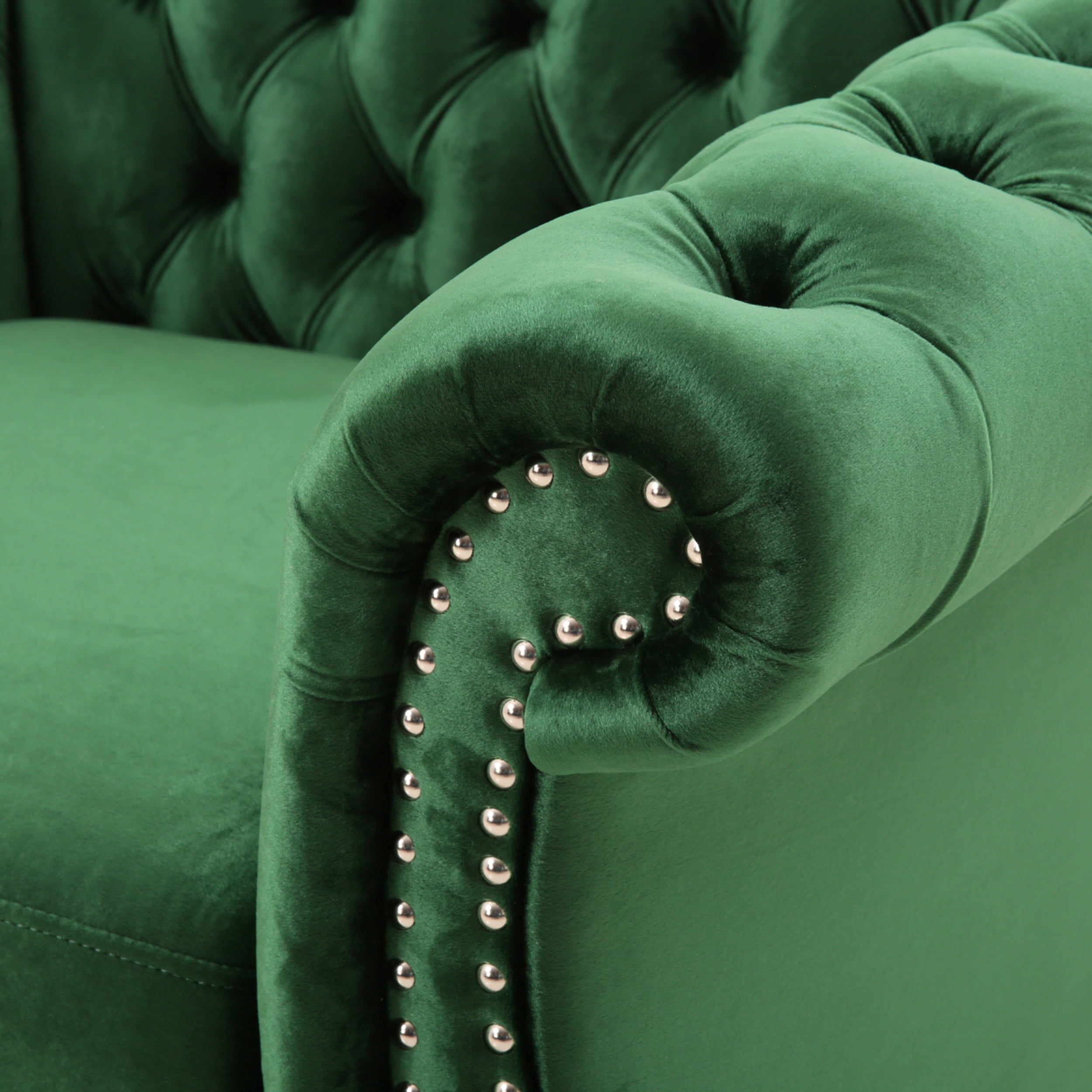 Noble House Millie Chesterfield Velvet Club Chair, Green