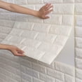 thumbnail image 2 of 3D Faux Brick Wall Panels Stick Self-Adhesive Wallpaper Foam Tile Decor for Living Room Bedroom Background Wall Decoration, 2 of 6