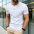 thumbnail image 2 of Xcmzpl Mens V Neck T Shirts Short Sleeve Casual Henley Shirt Basic Solid Business Work Office Cotton Tees Comfy Summer Blouses, 2 of 10